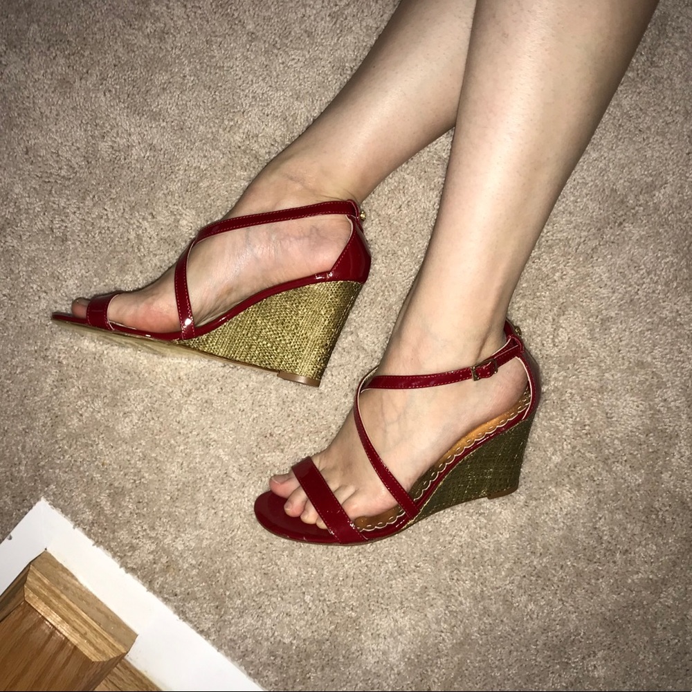 Juicy Couture Strappy Red Open Toe Platforms